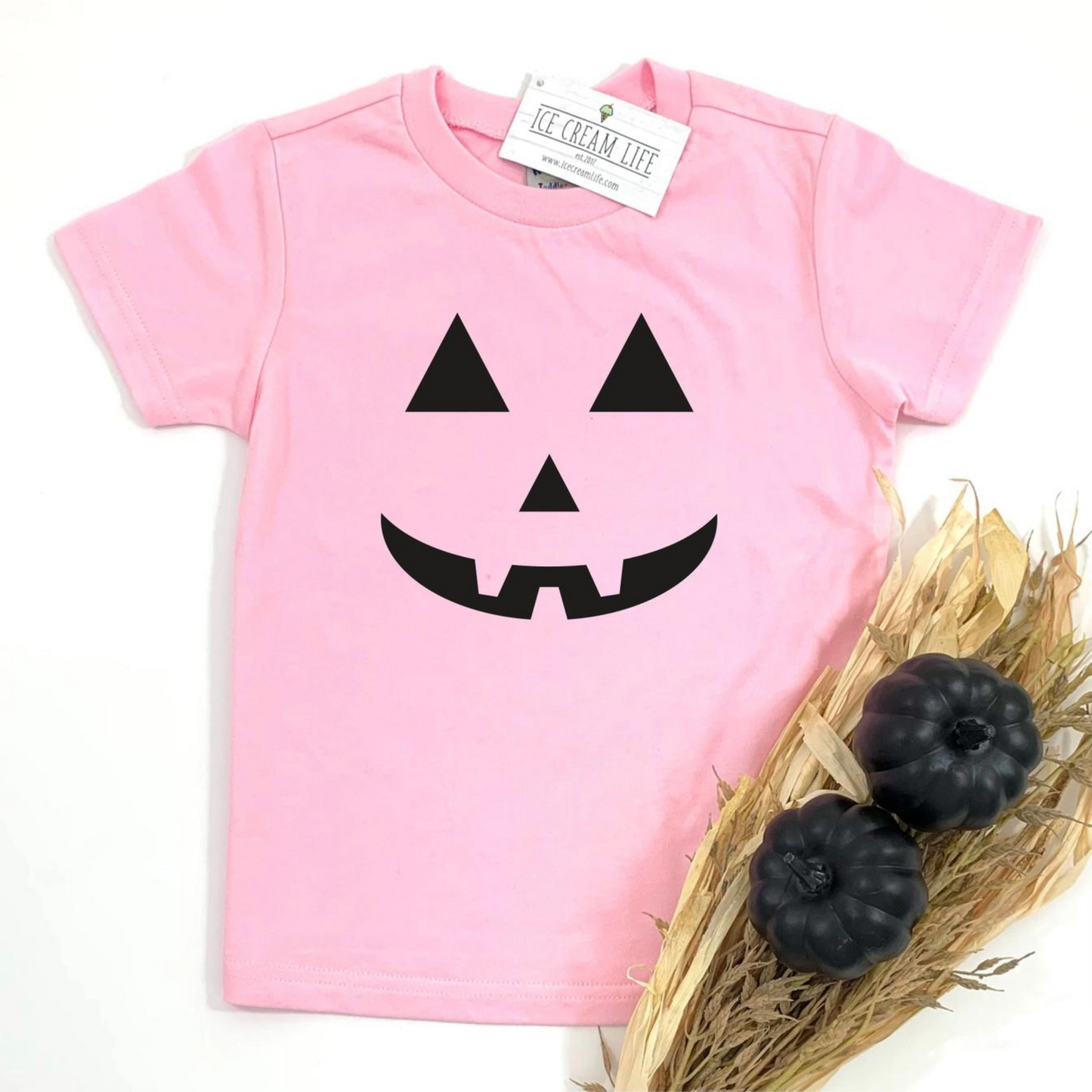 Jack-O-Lantern Halloween Kid's Graphic Tee, Pink