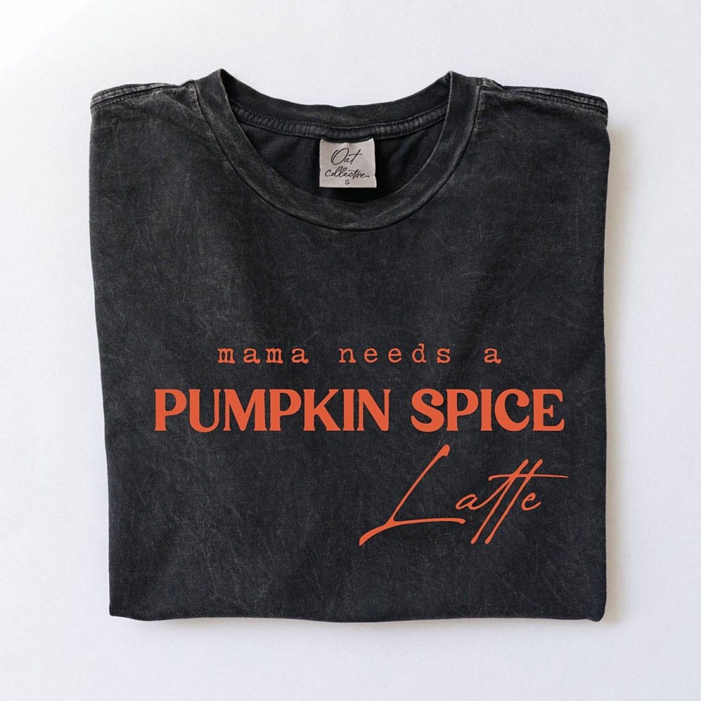 Mama Needs A Pumpkin Spice Latte Women's Mineral Graphic Tee, Black