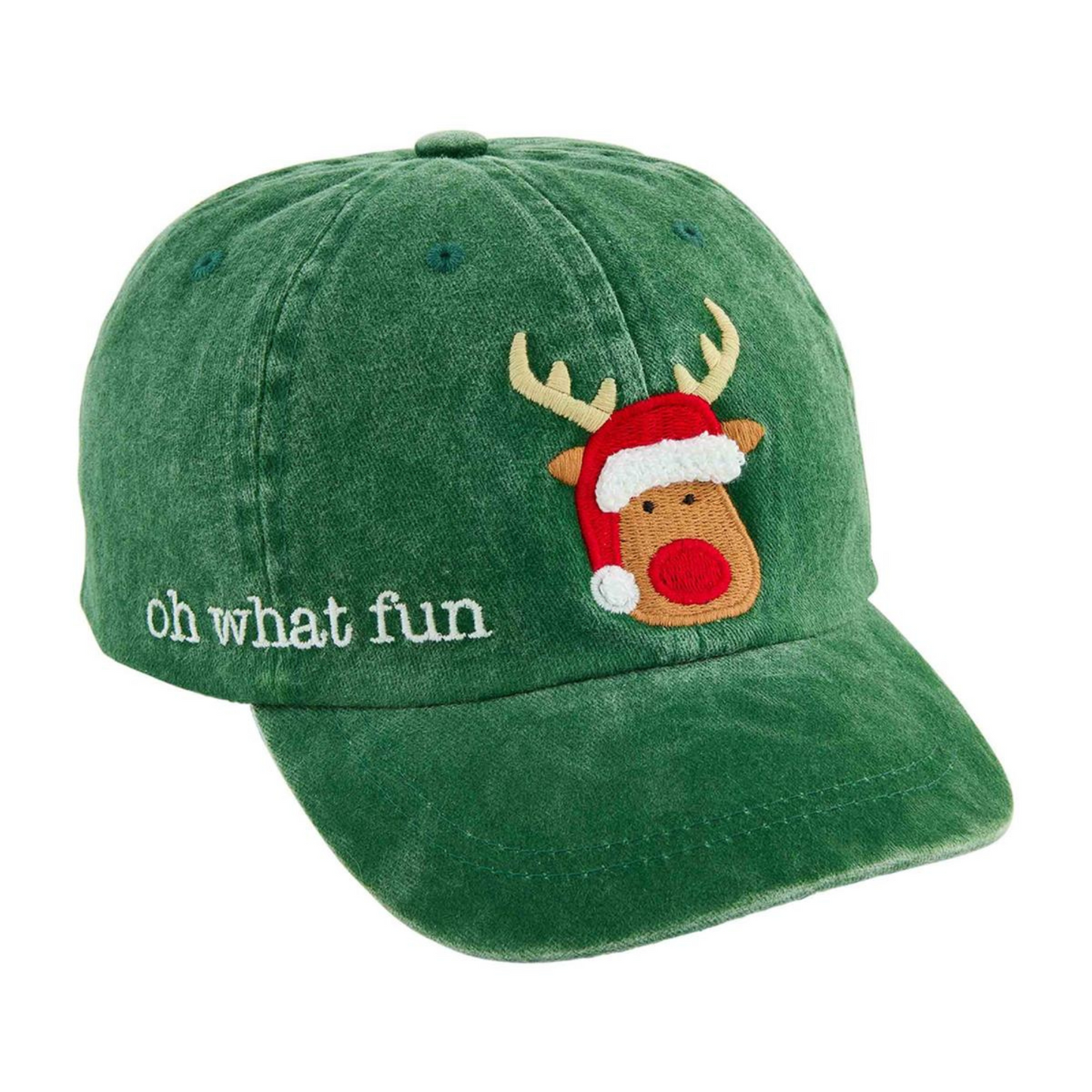 Kid's Christmas Baseball Hat, Reindeer Green