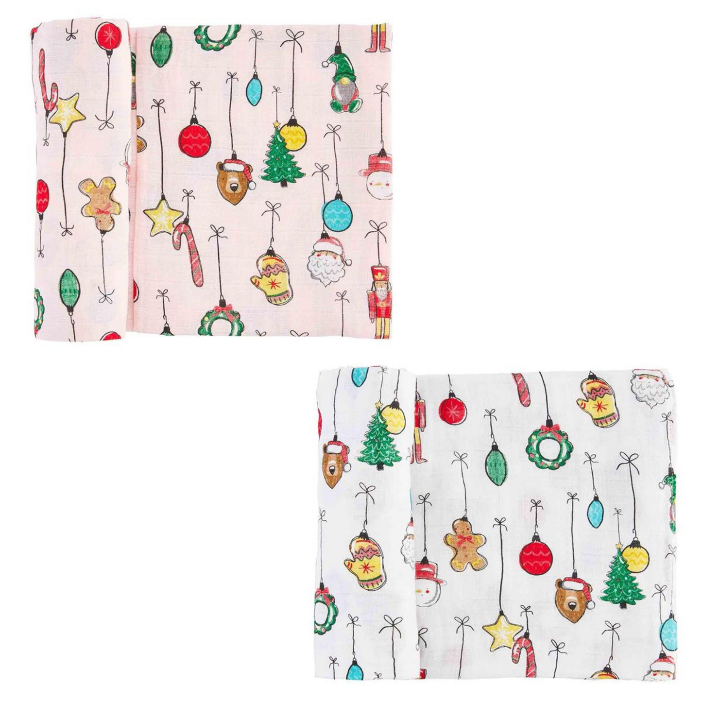 Christmas Ornament Swaddle Blanket, Pink