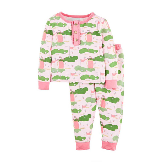 2-Piece Pajama Set, Pink Golf