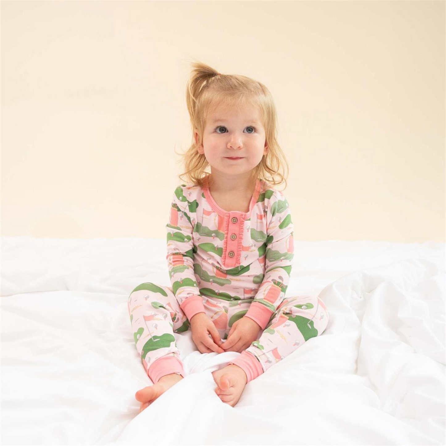 2-Piece Pajama Set, Pink Golf