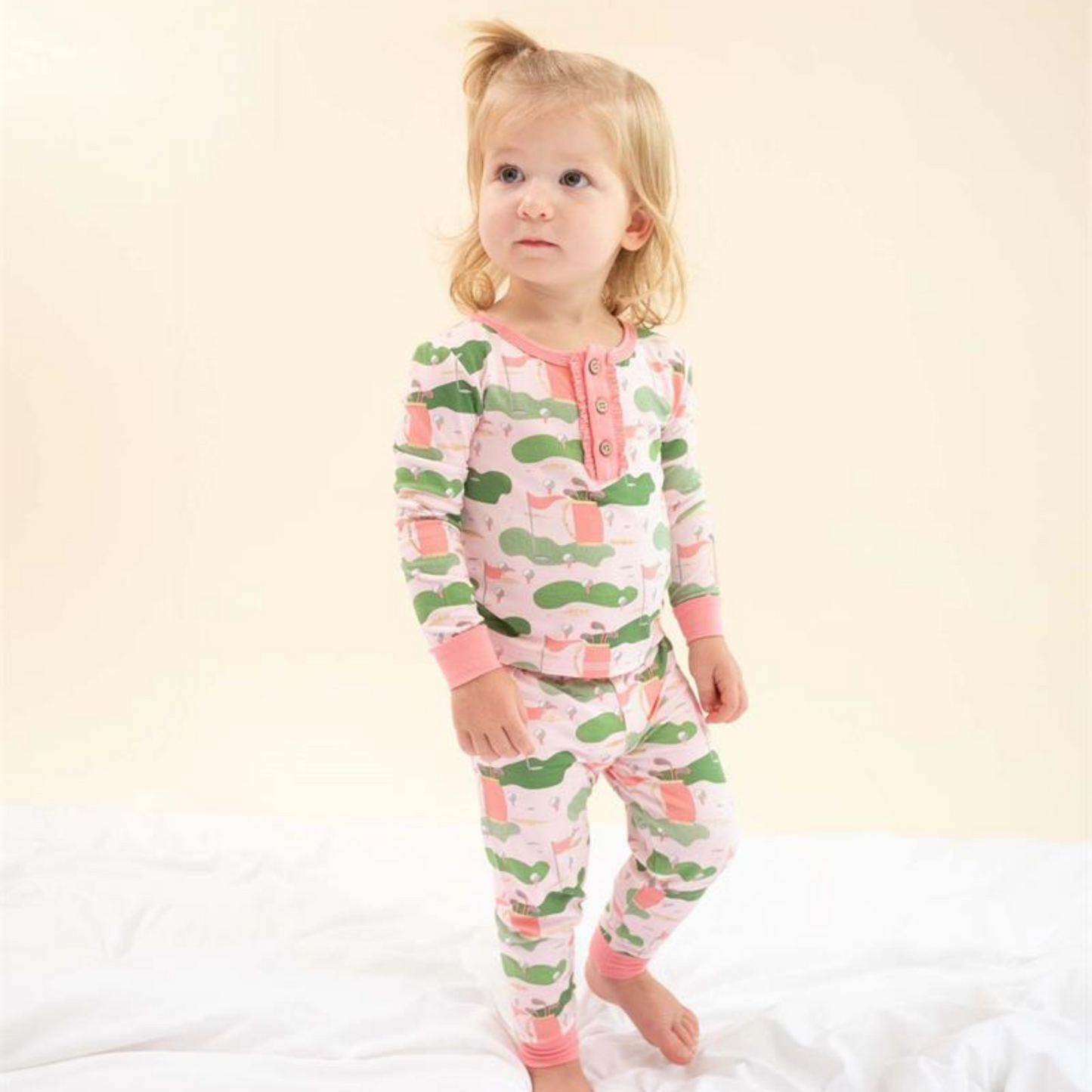 2-Piece Pajama Set, Pink Golf