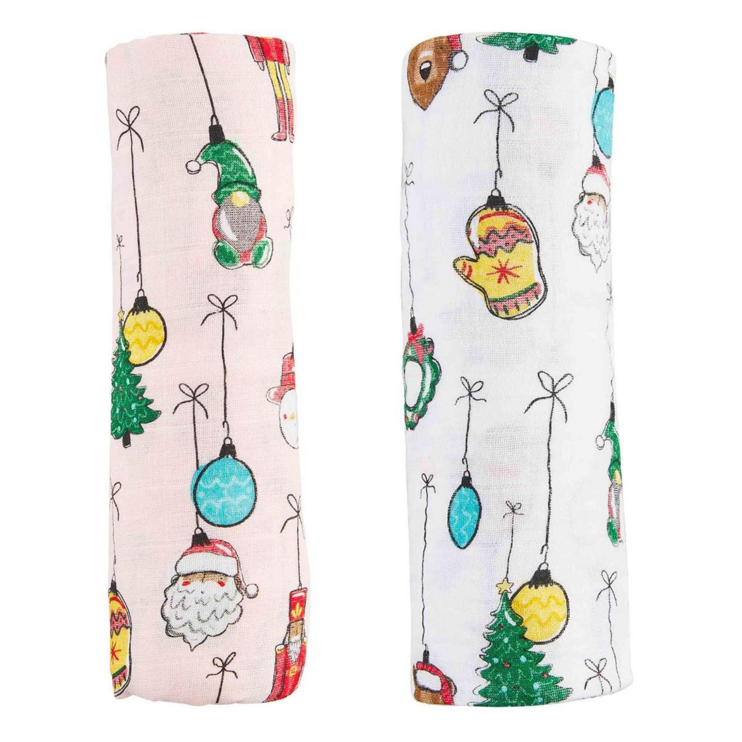 Christmas Ornament Swaddle Blanket, Pink