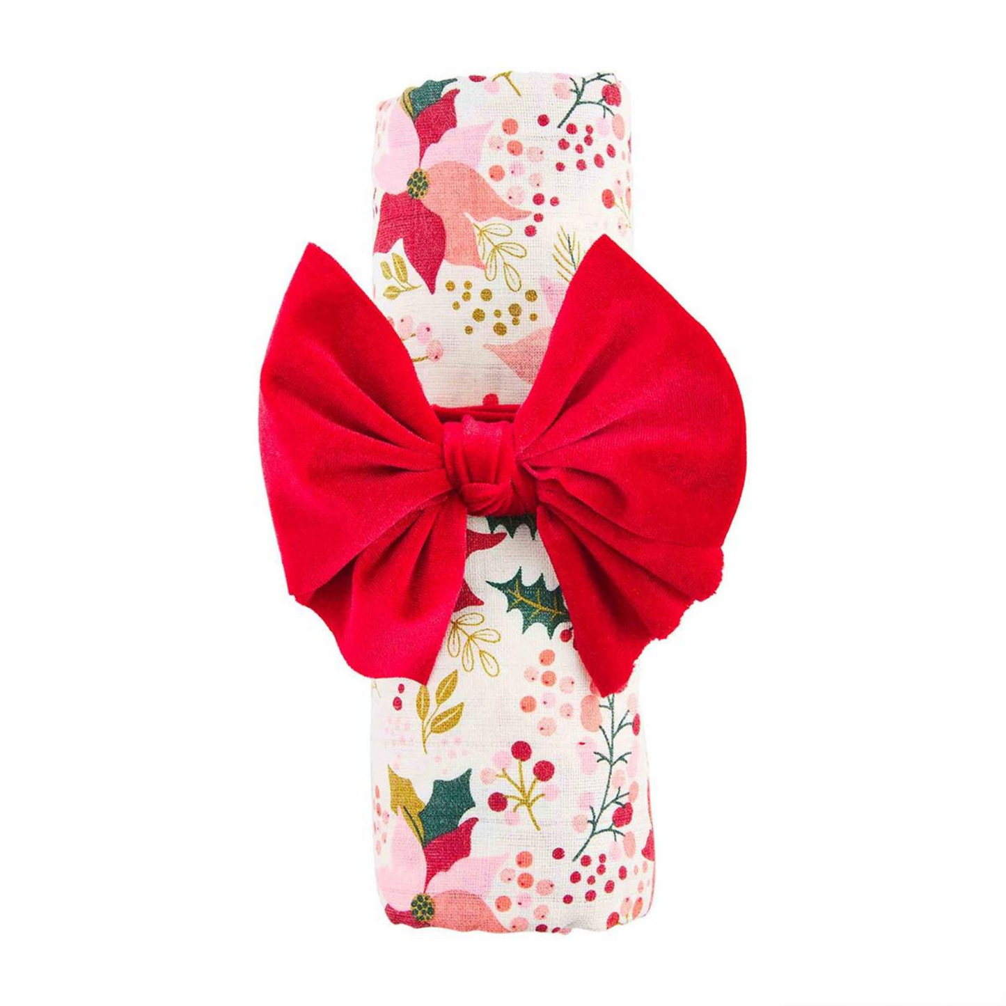 Swaddle & Headband Set, Poinsettia