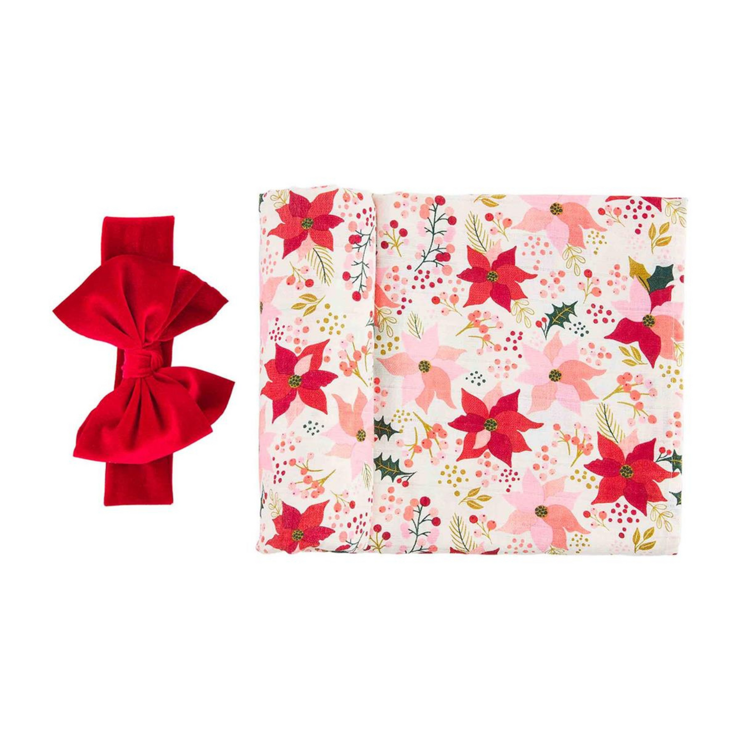 Swaddle & Headband Set, Poinsettia