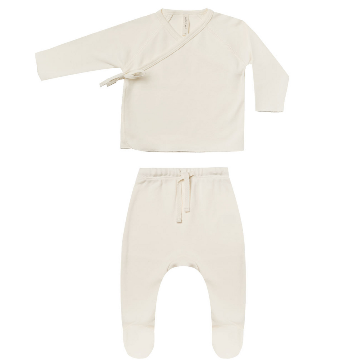 Organic Wrap Top & Footed Pant Set, Ivory