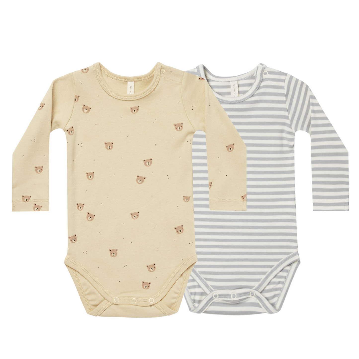 Organic Jersey Bodysuit 2-Pack, Bears/Dusty Blue Stripe