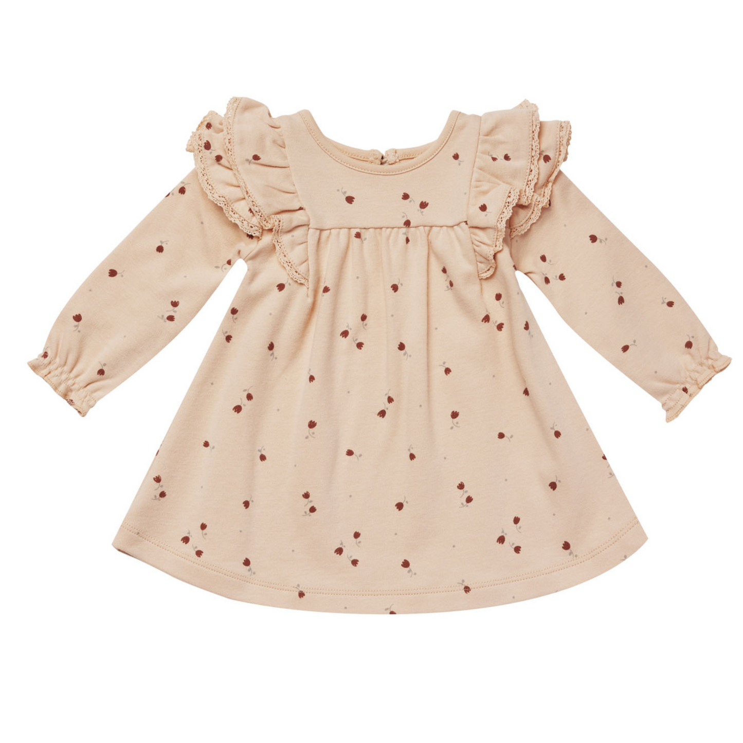Organic Long Sleeve Flutter Dress, Tulips
