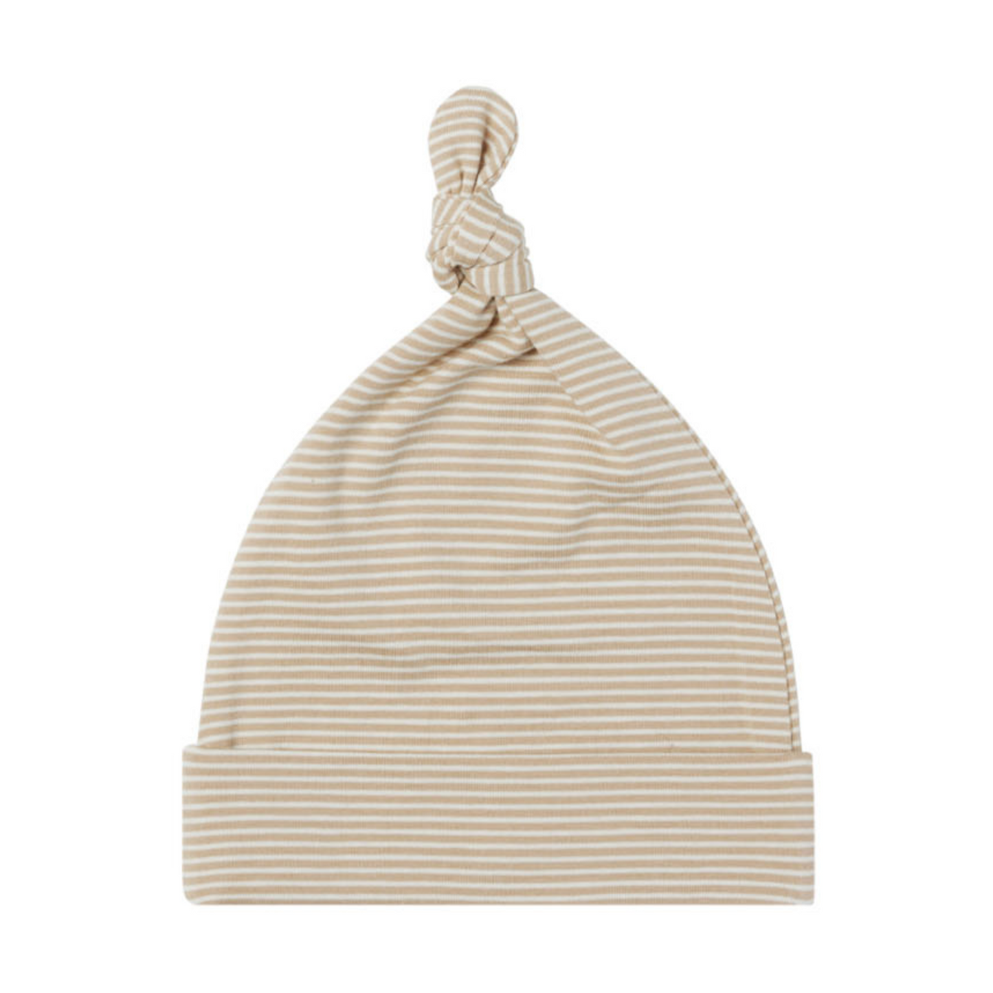 Knotted Hat, Latte Micro Stripe