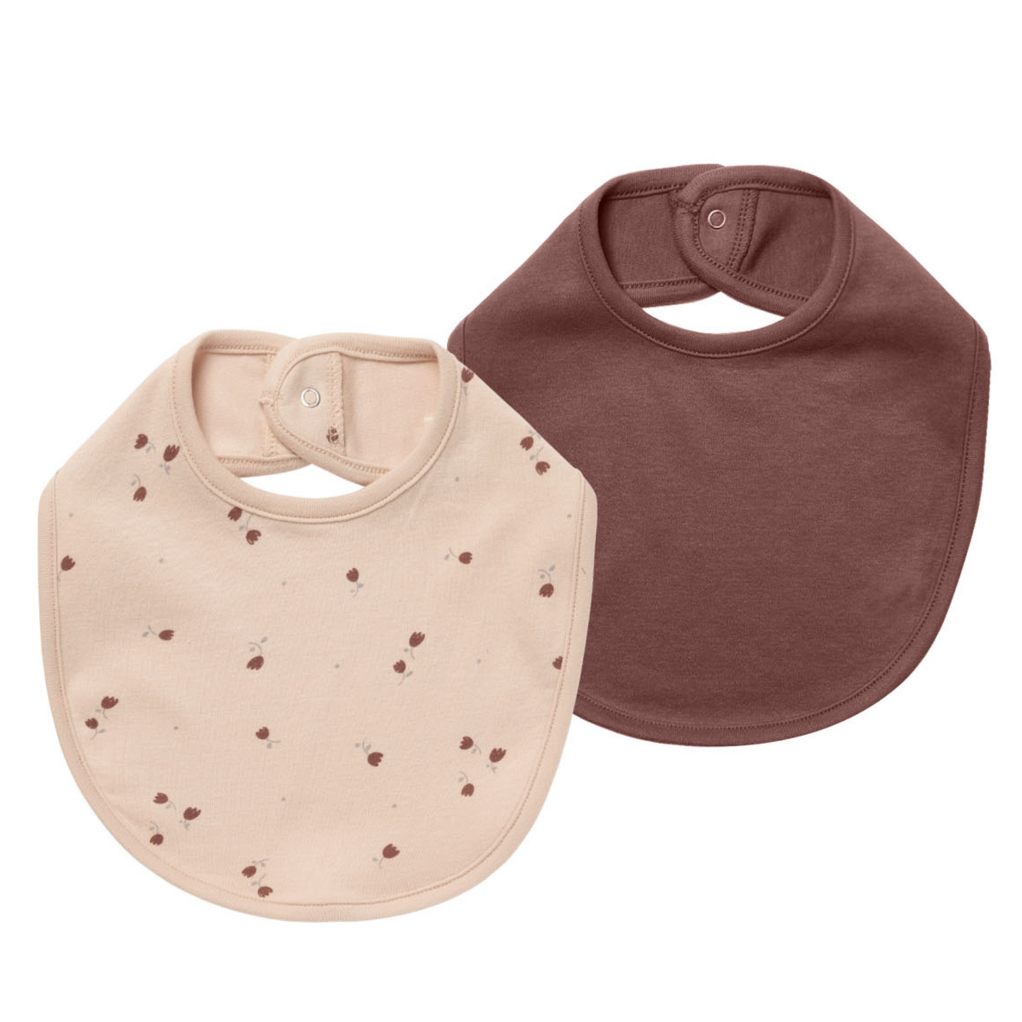 Organic Jersey Snap Bib Set, Tulips/Plum
