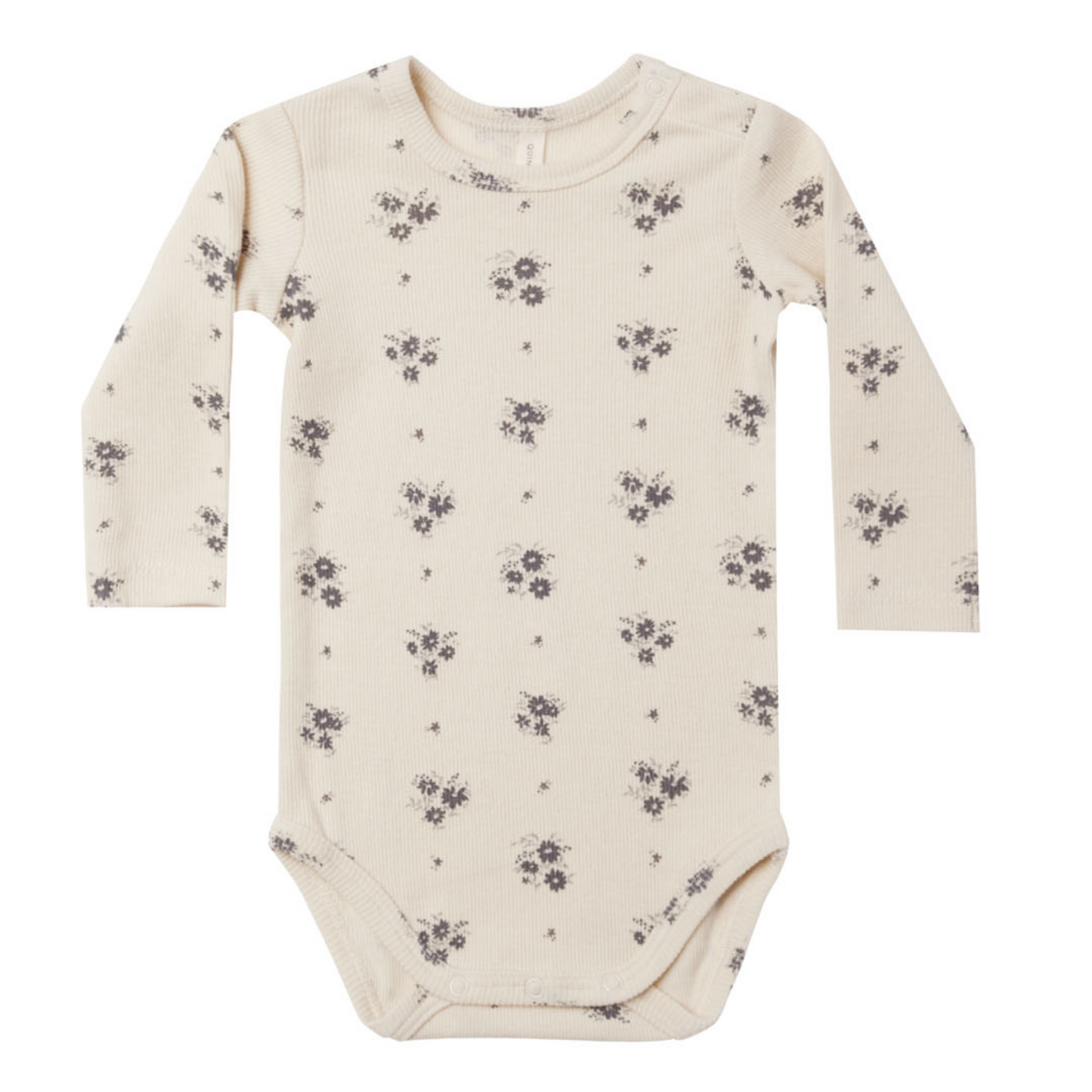 Ribbed Long Sleeve Bodysuit, Navy Ditsy