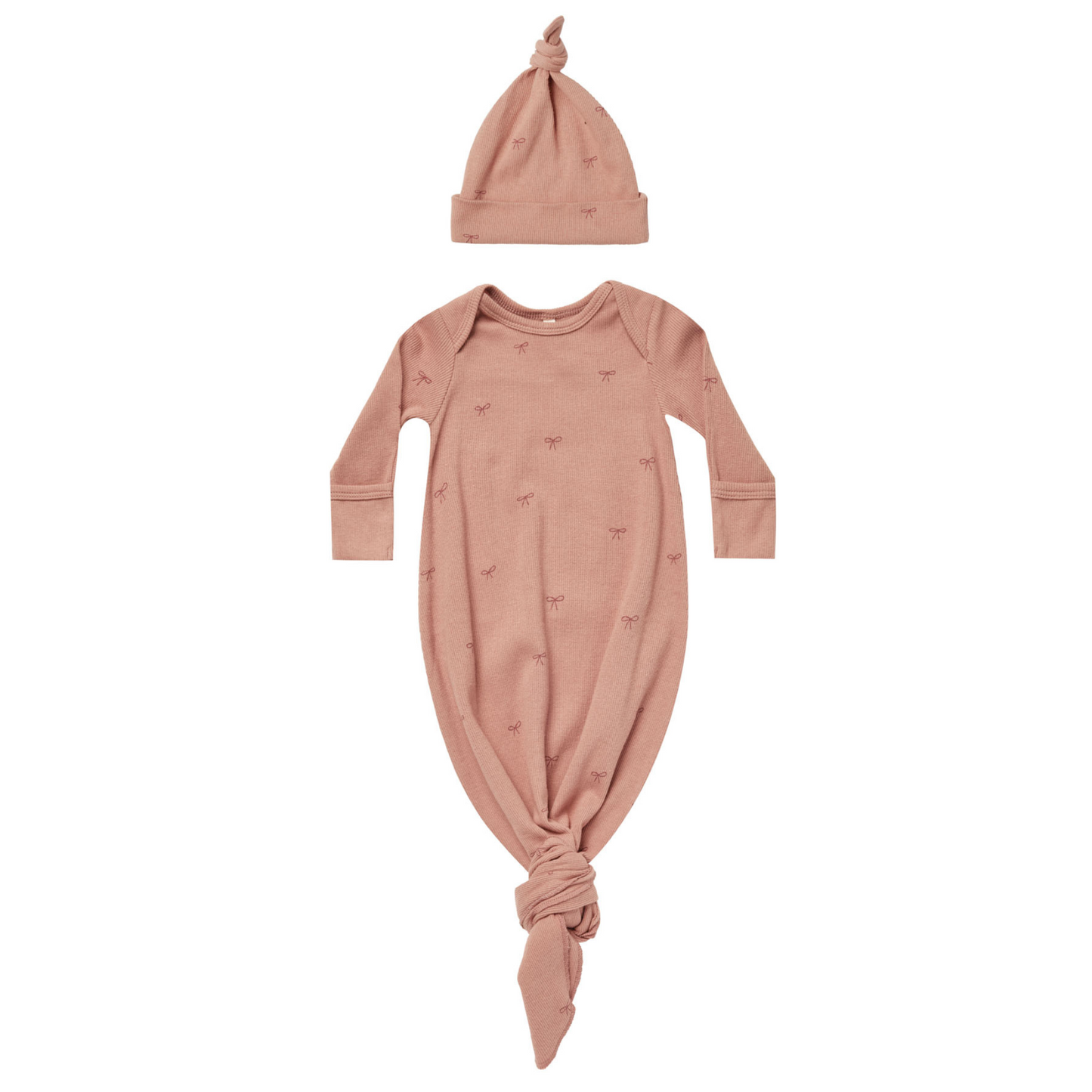 Knotted Baby Gown + Hat Set, Bows