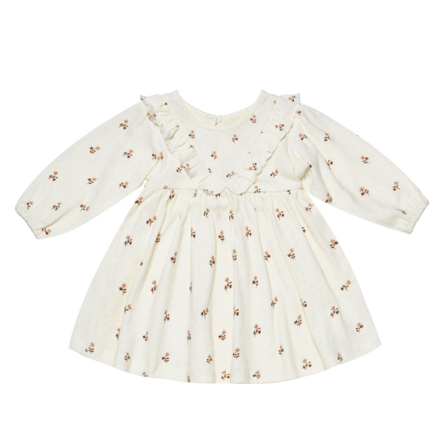 Long Sleeve Ruffle V Dress, Rose Fleur
