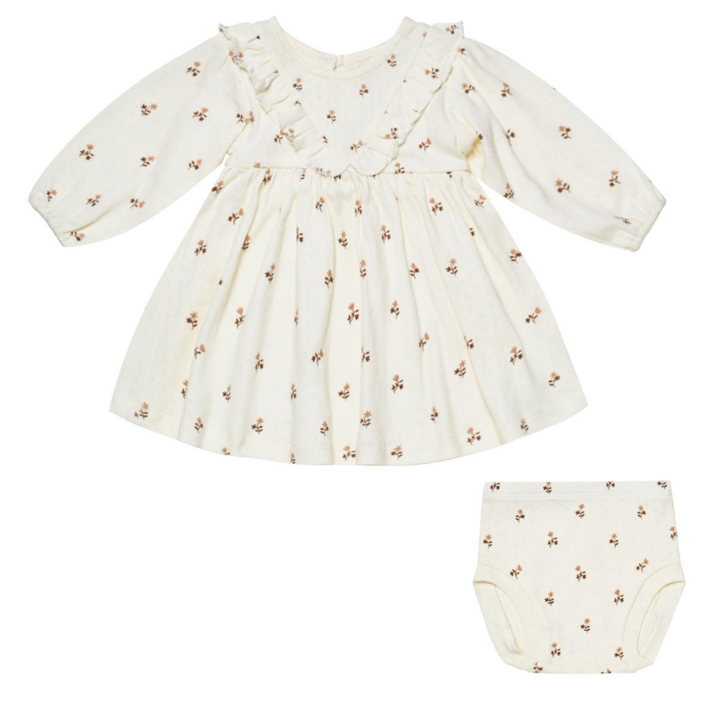 Long Sleeve Ruffle V Dress, Rose Fleur
