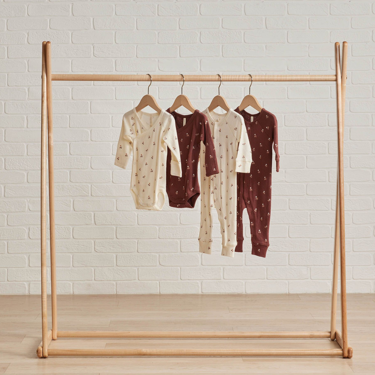 Organic Pointelle Long John, Rose Fleur
