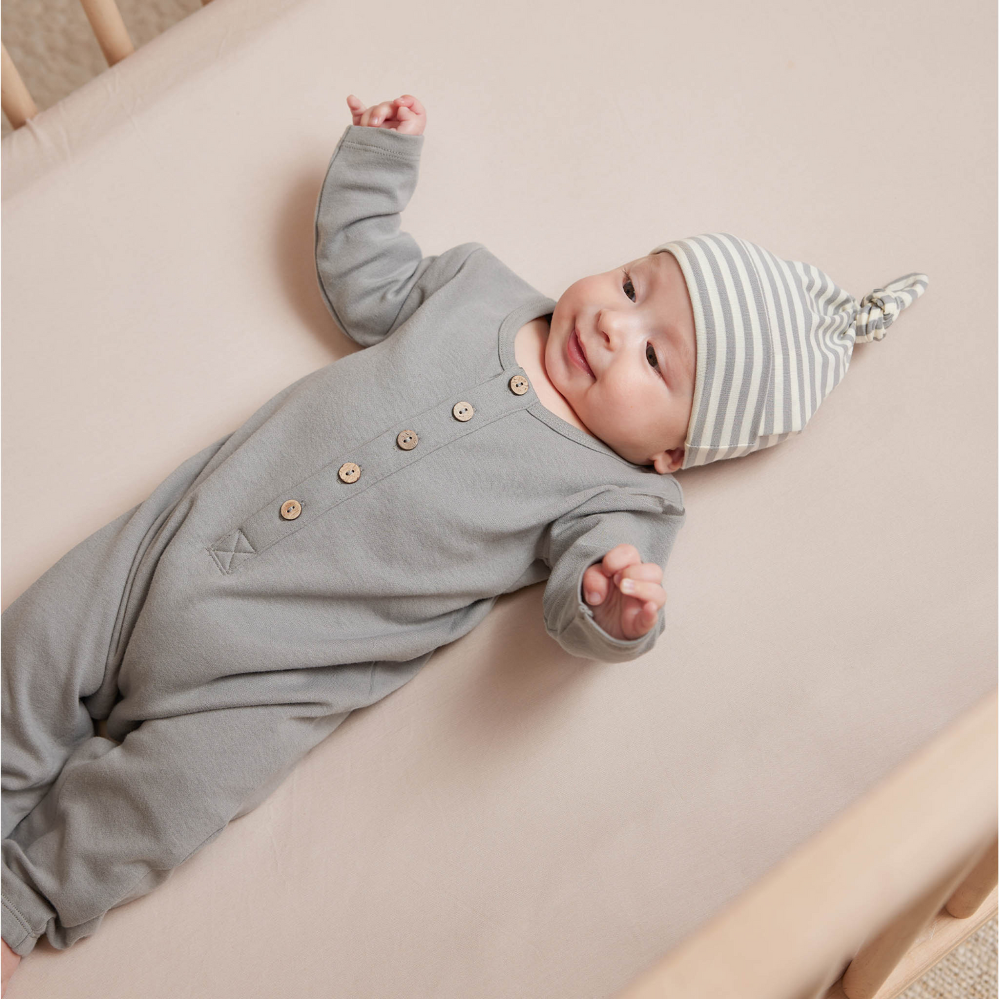 Knotted Hat, Dusty Blue Stripe