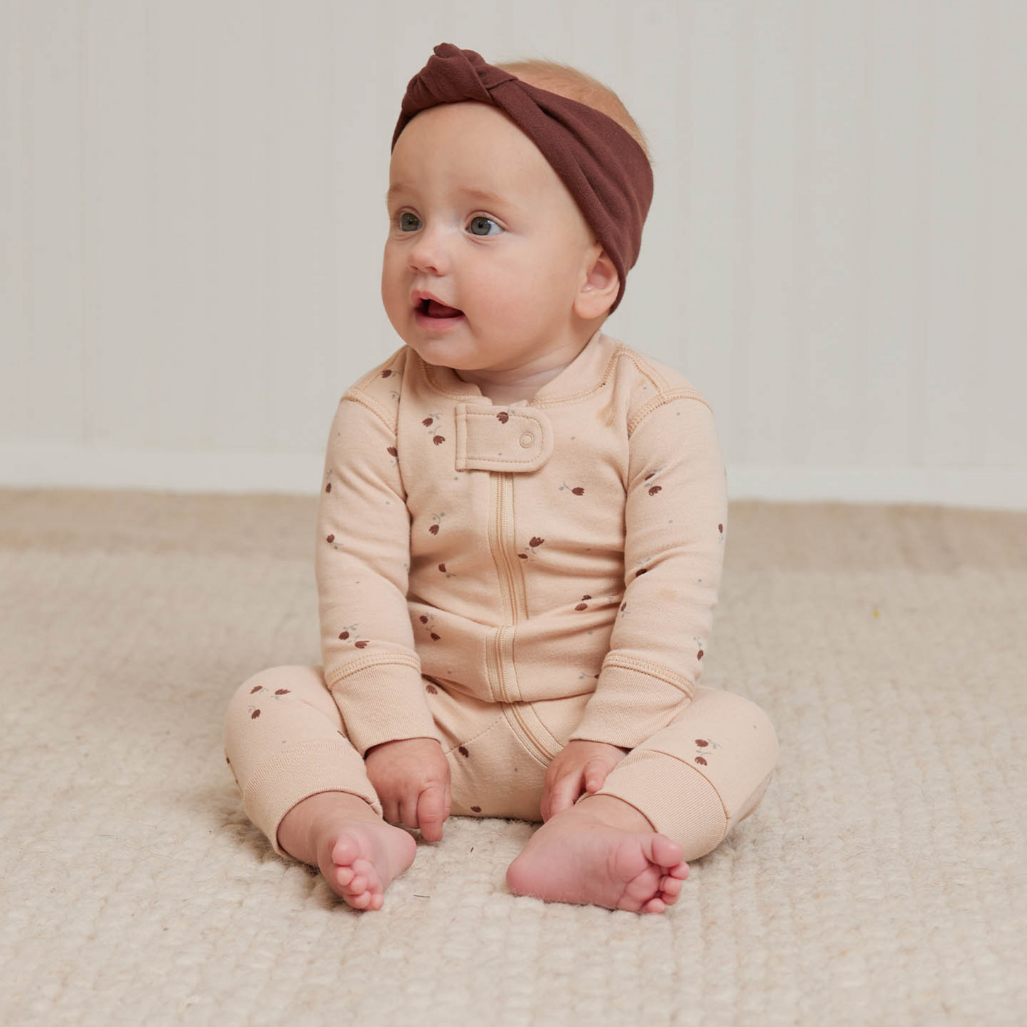 Organic Zip Longsleeve Sleeper, Tulips
