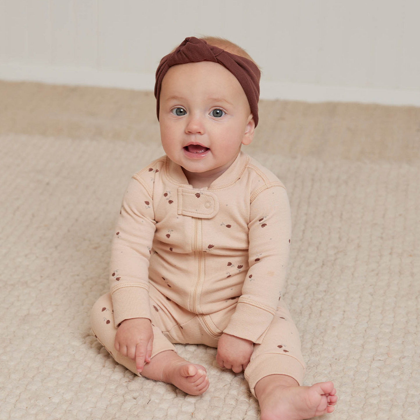 Organic Zip Longsleeve Sleeper, Tulips