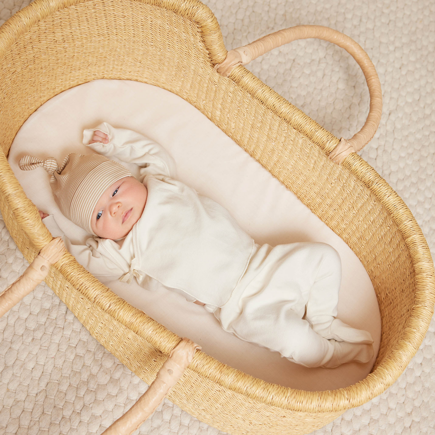 Organic Wrap Top & Footed Pant Set, Ivory