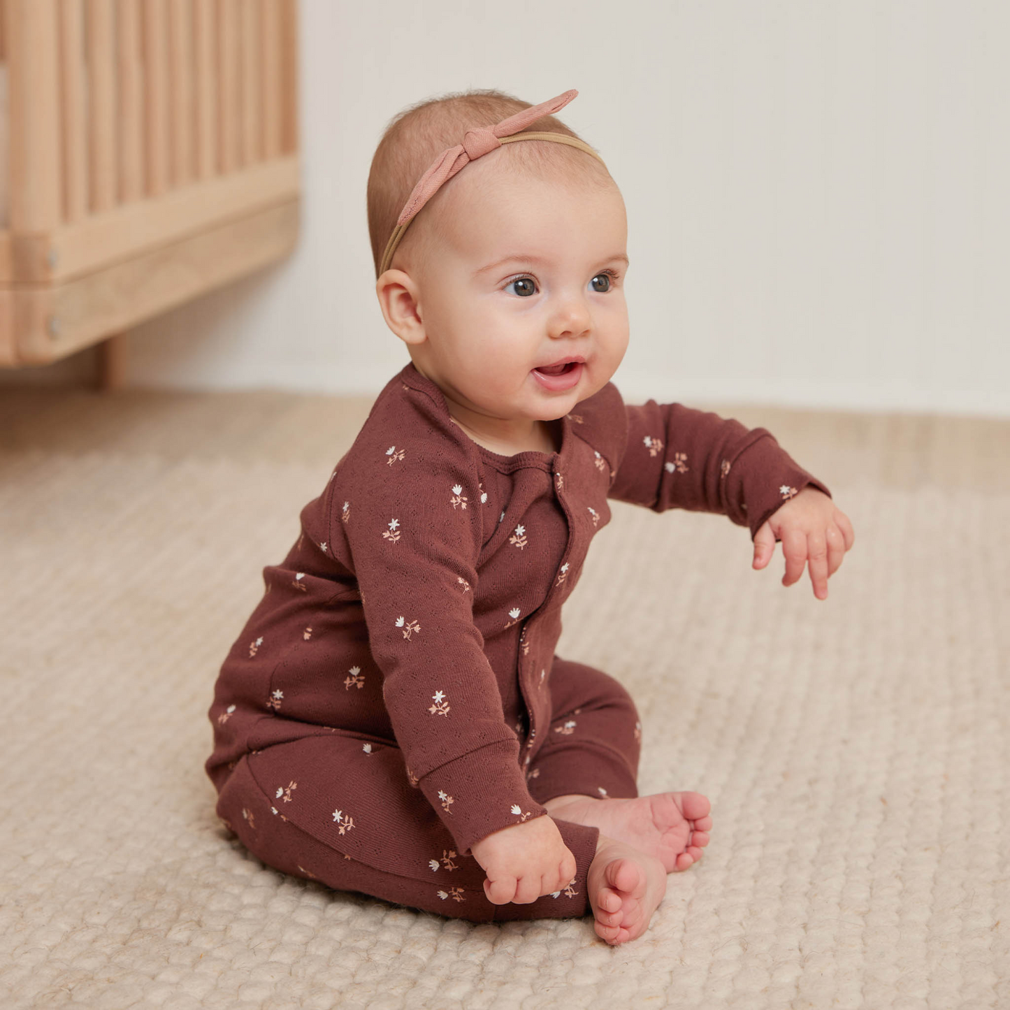 Organic Pointelle Long John, Plum Fleur