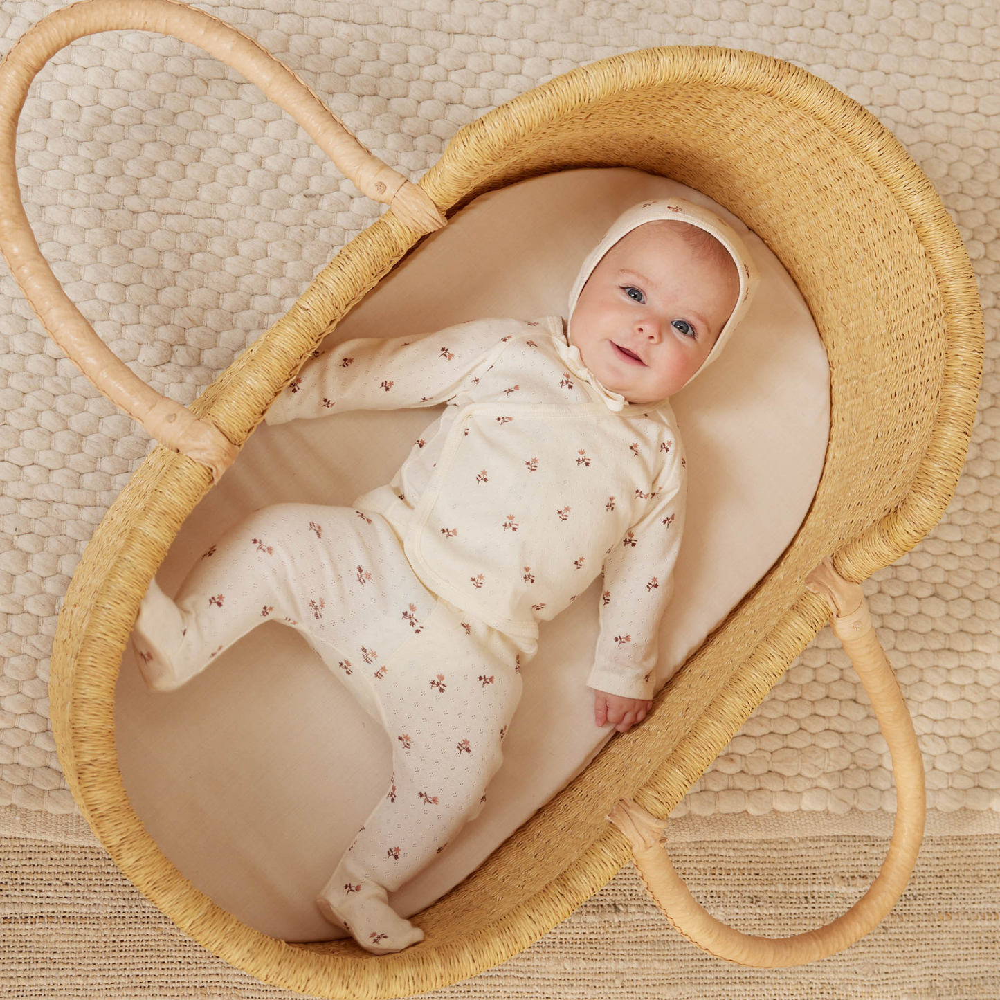 Organic Wrap Top & Footed Pant Set, Rose Fleur