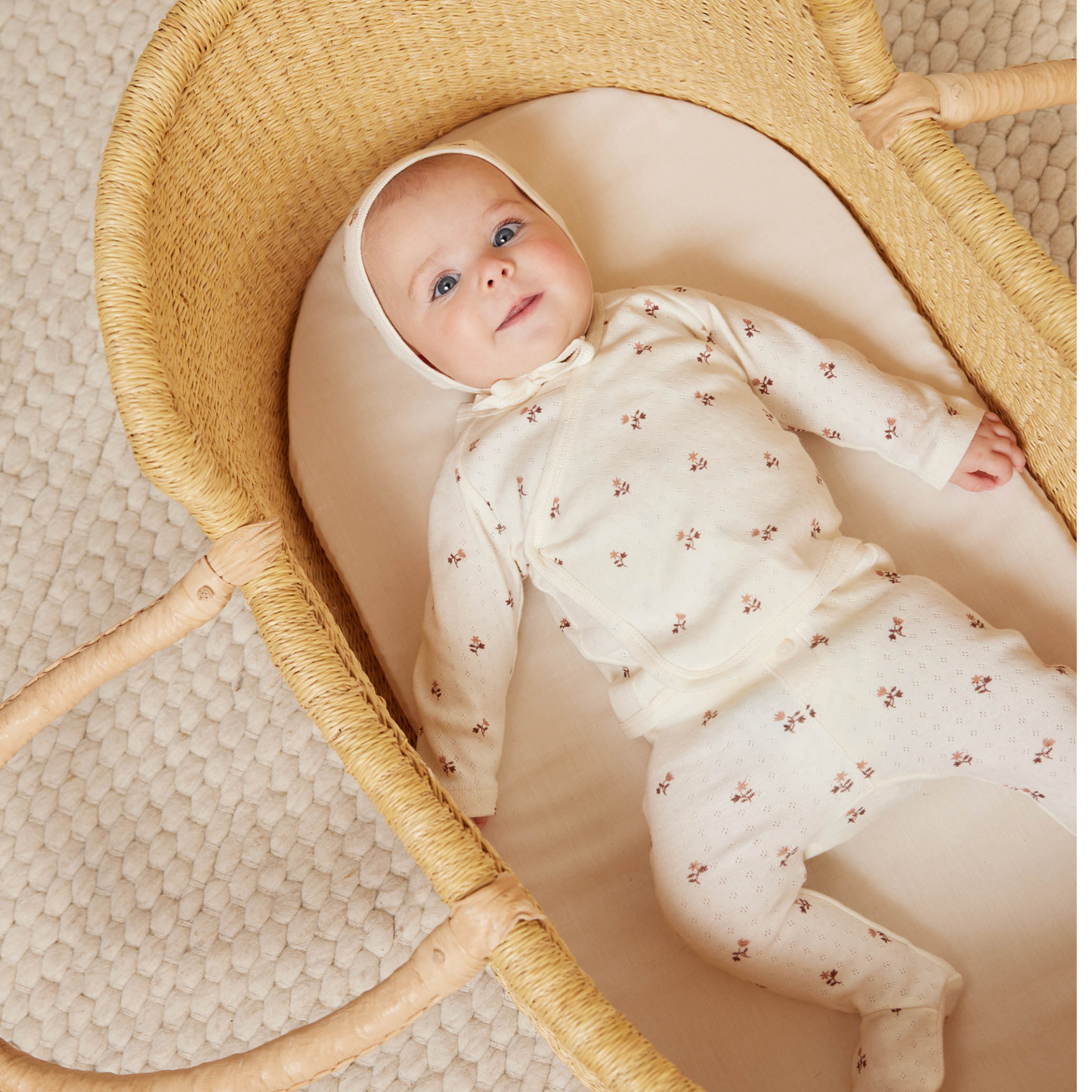 Organic Wrap Top & Footed Pant Set, Rose Fleur