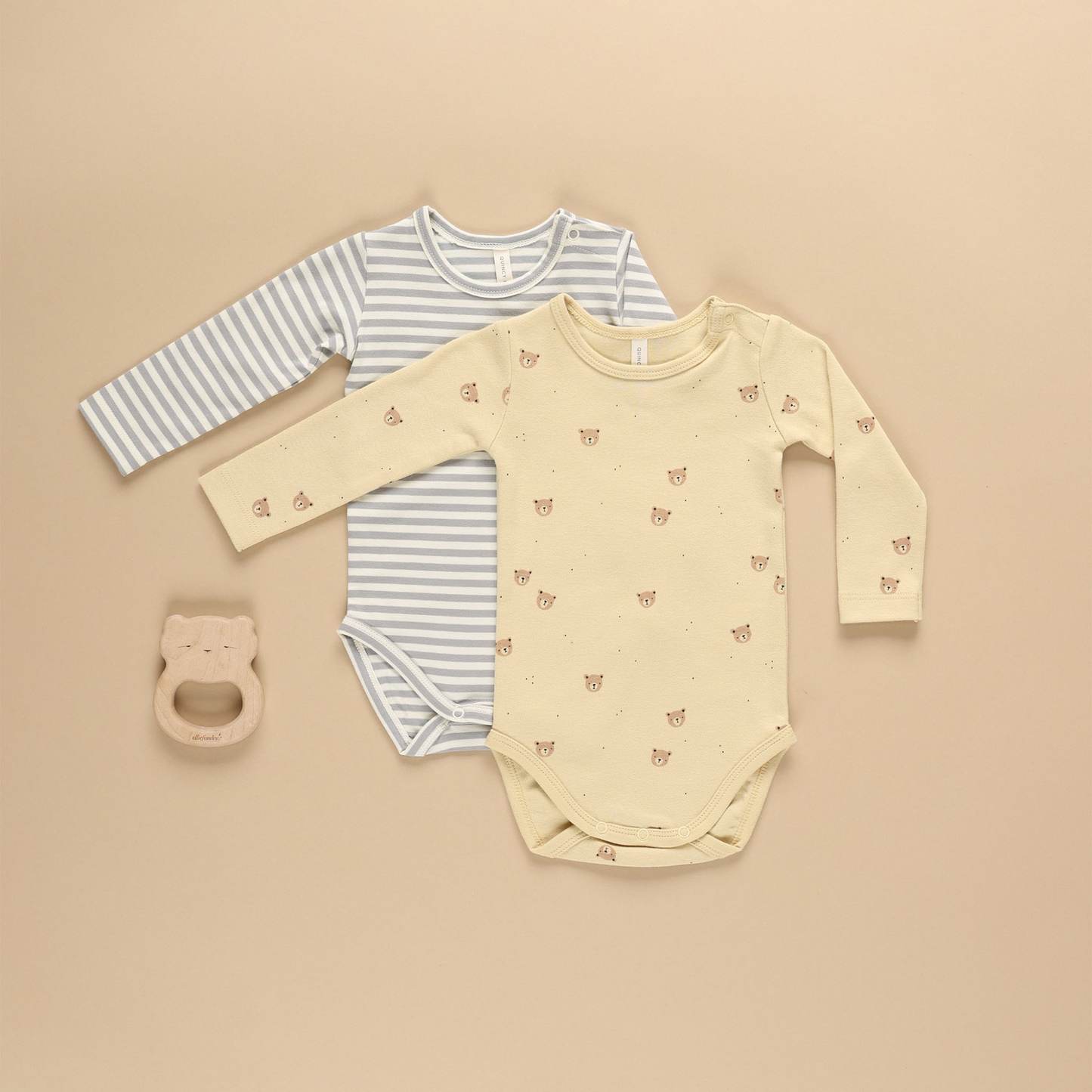 Organic Jersey Bodysuit 2-Pack, Bears/Dusty Blue Stripe