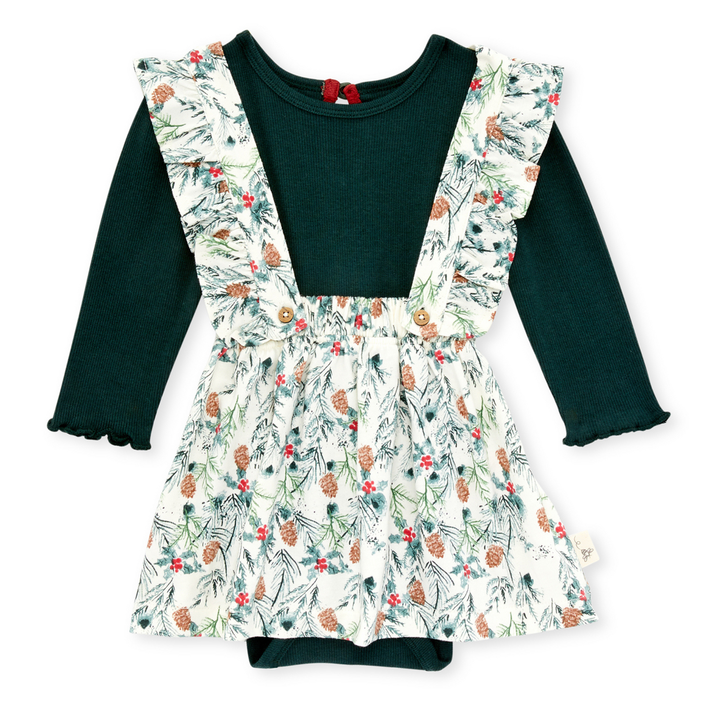 Ribbed Bodysuit & Dress Set, Peaceful Pinecones