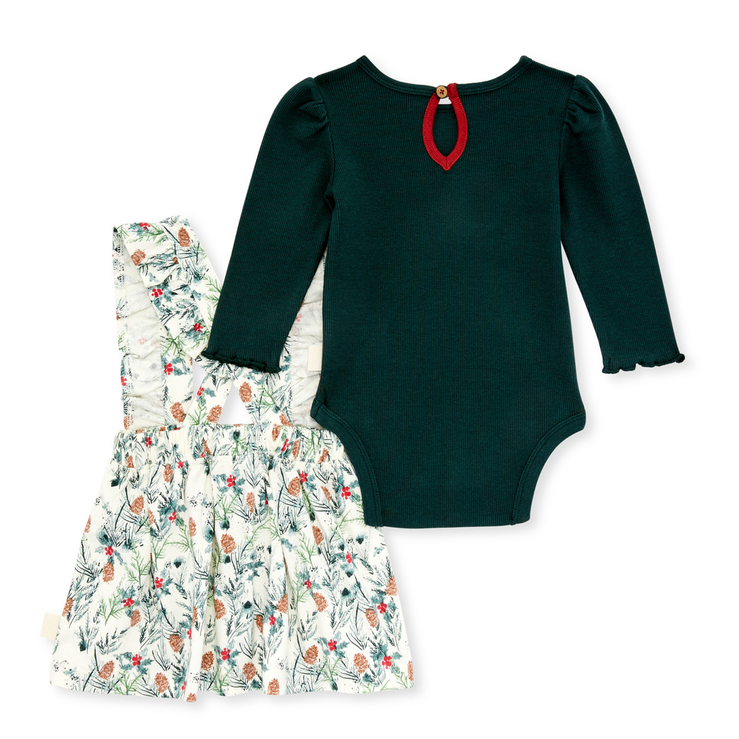 Ribbed Bodysuit & Dress Set, Peaceful Pinecones