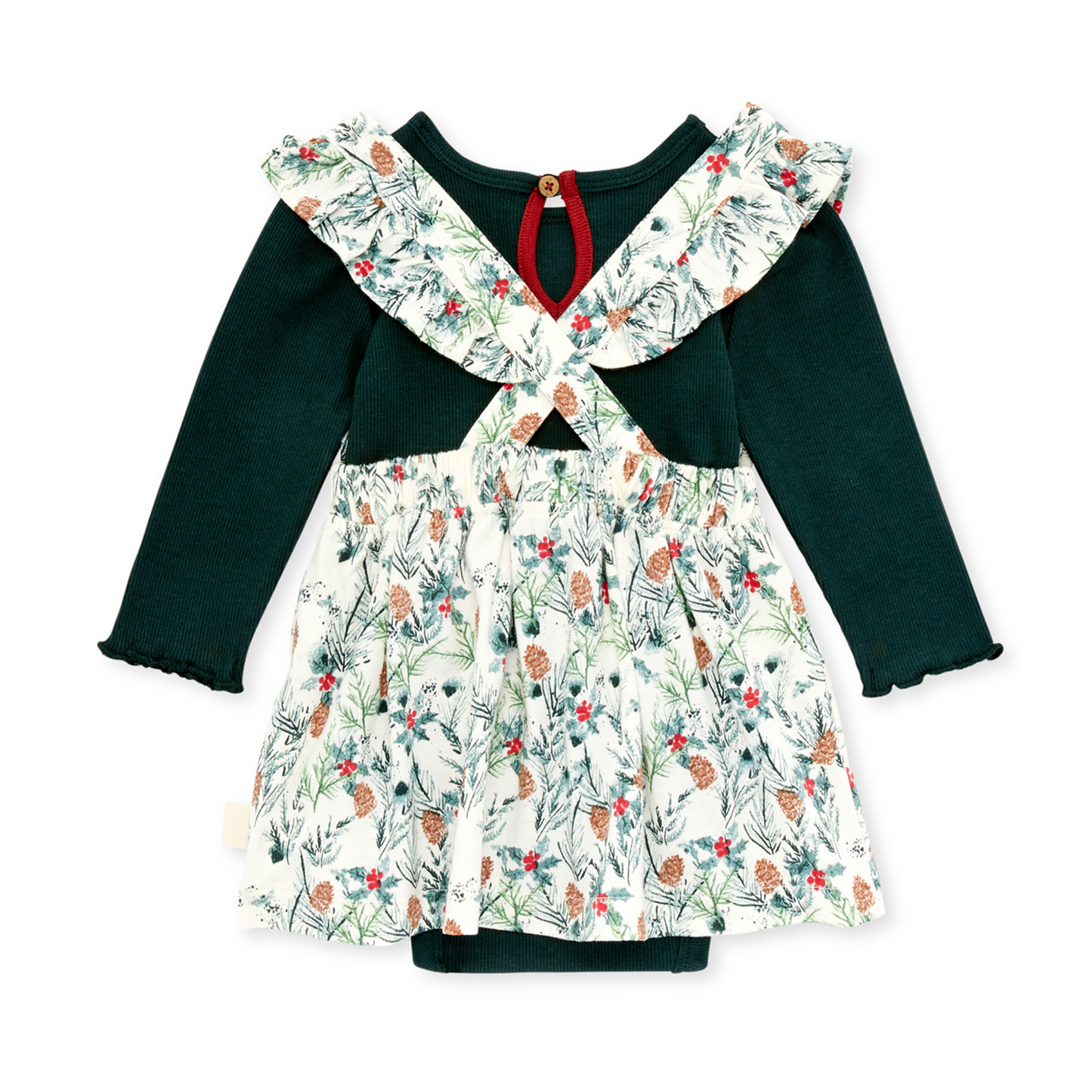 Ribbed Bodysuit & Dress Set, Peaceful Pinecones