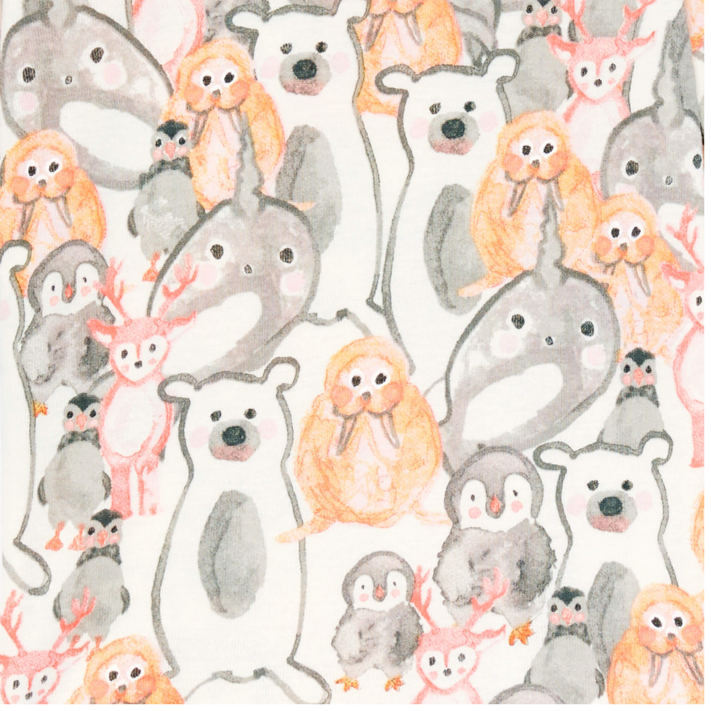 Organic Zip Footie, Arctic Friends