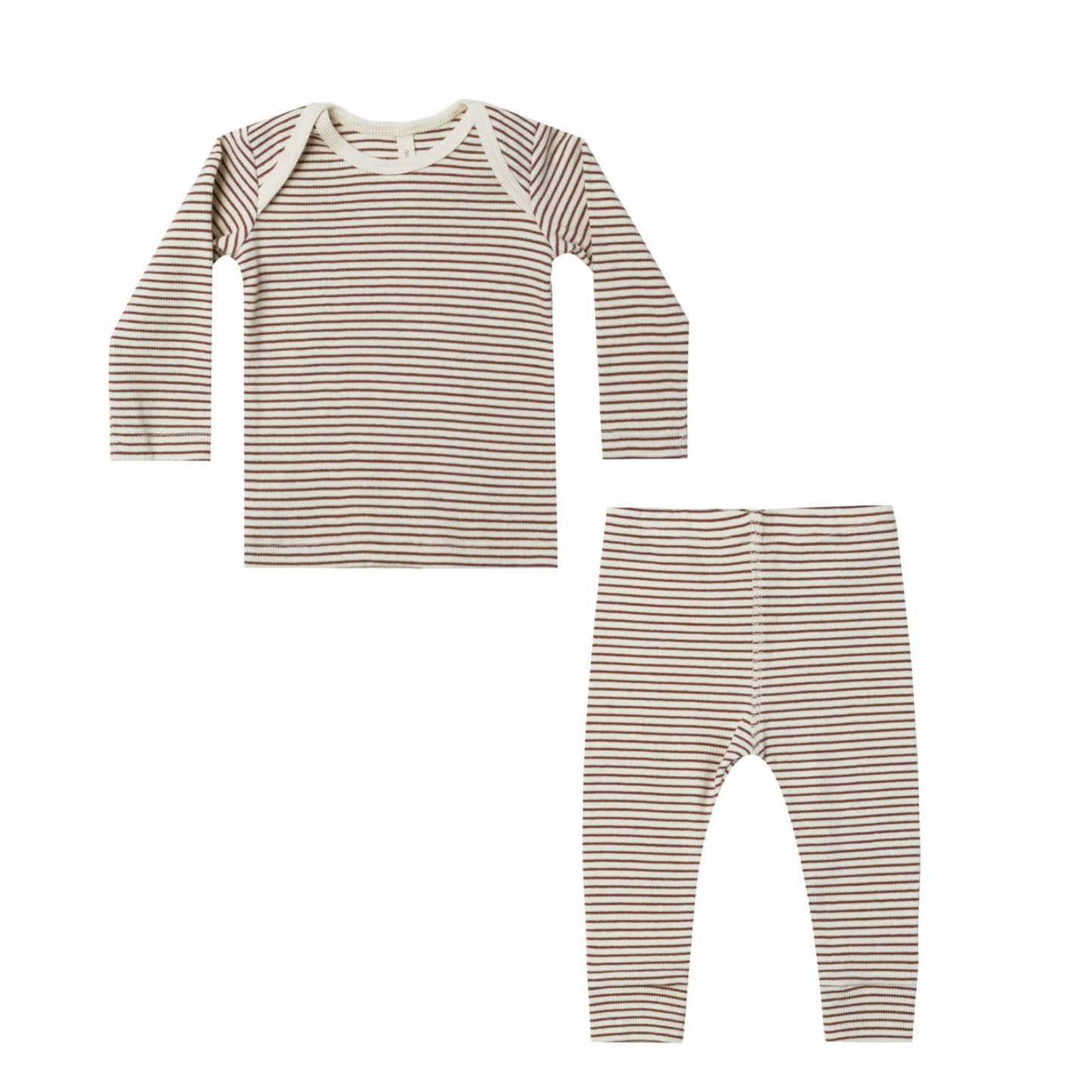 Ribbed Tee & Legging Set, Plum Stripe