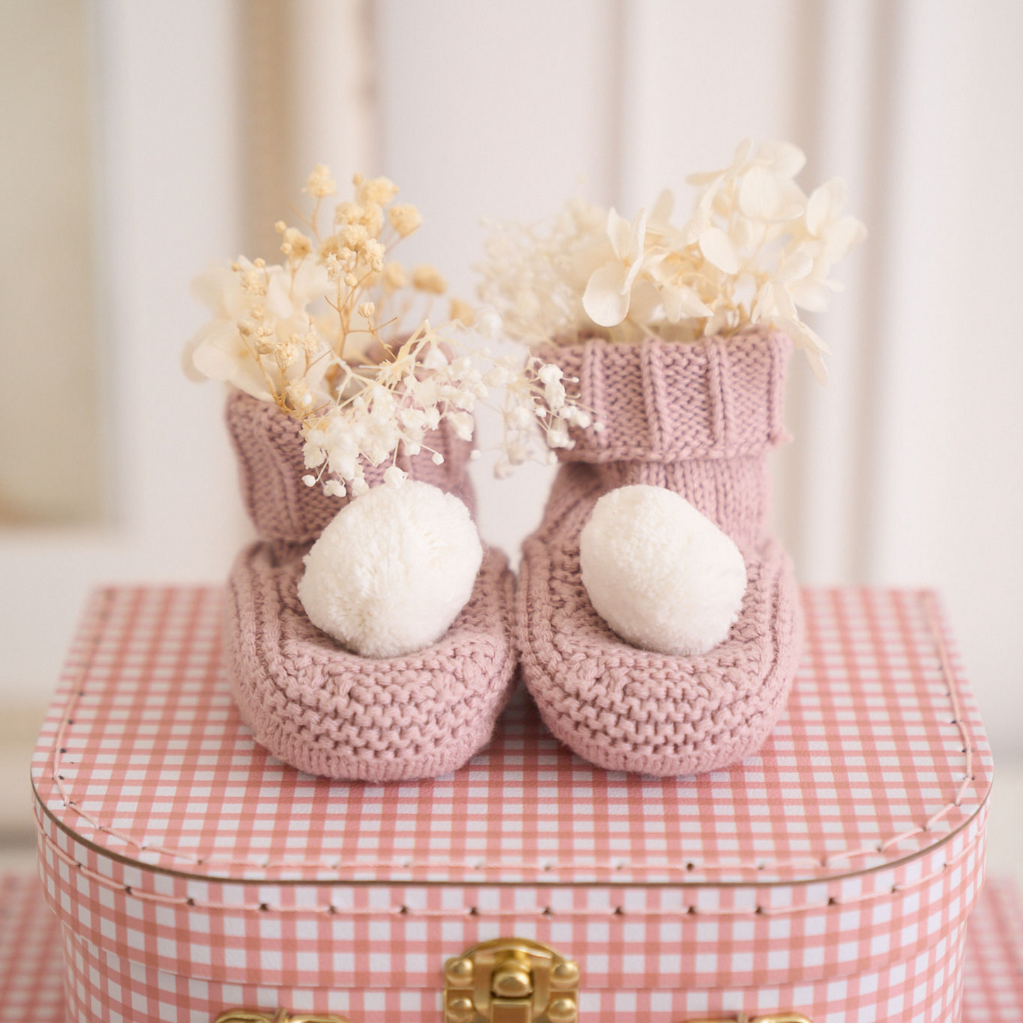 Pom Pom Baby Socks, Petal