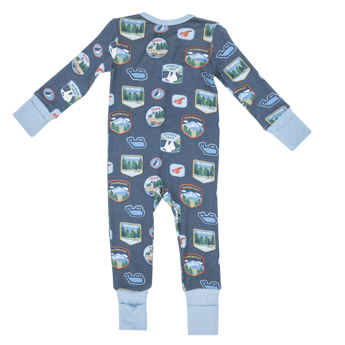 2 Way Zip Romper, National Parks Patches New England