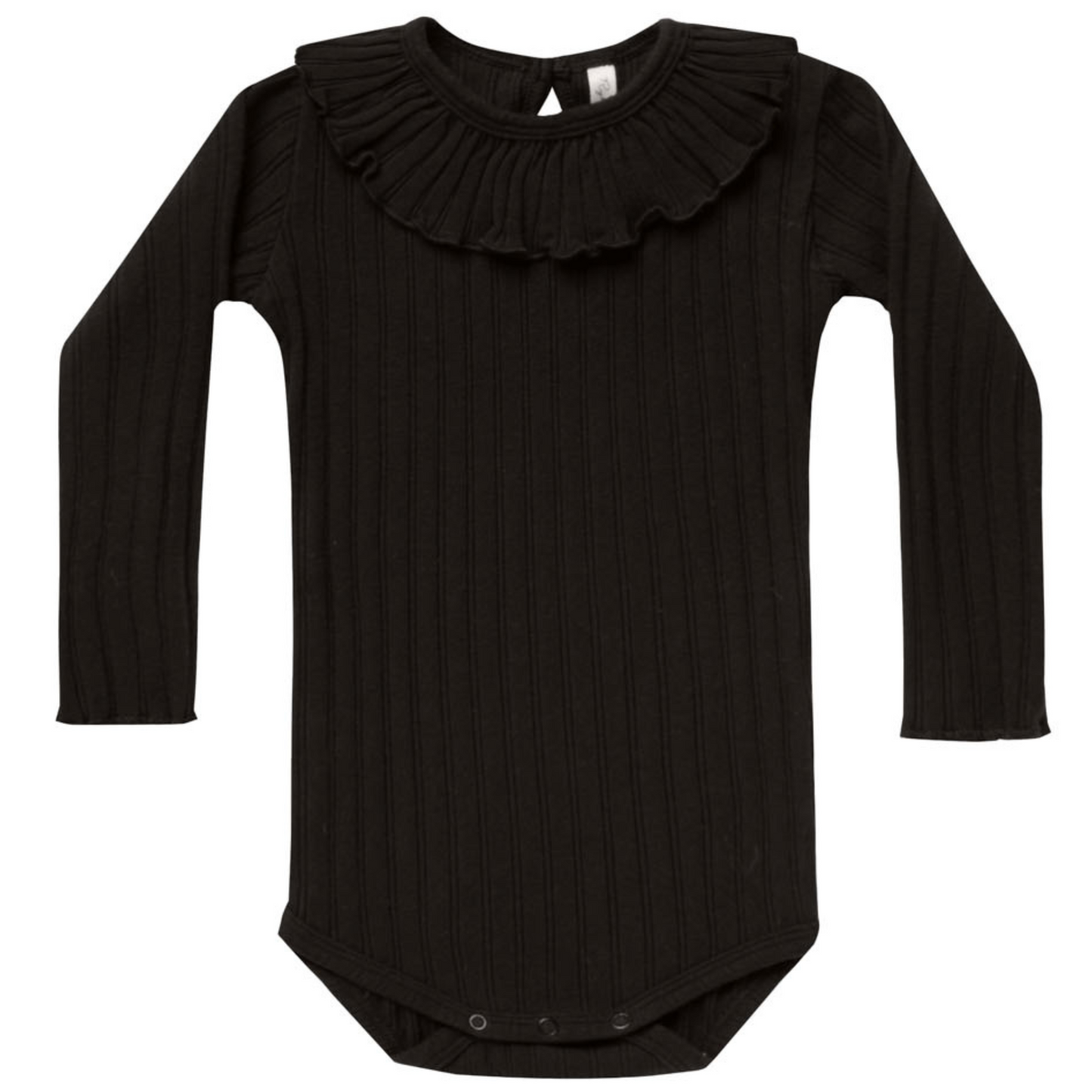 Rylee & Cru Ruffle Collar Bodysuit, Black