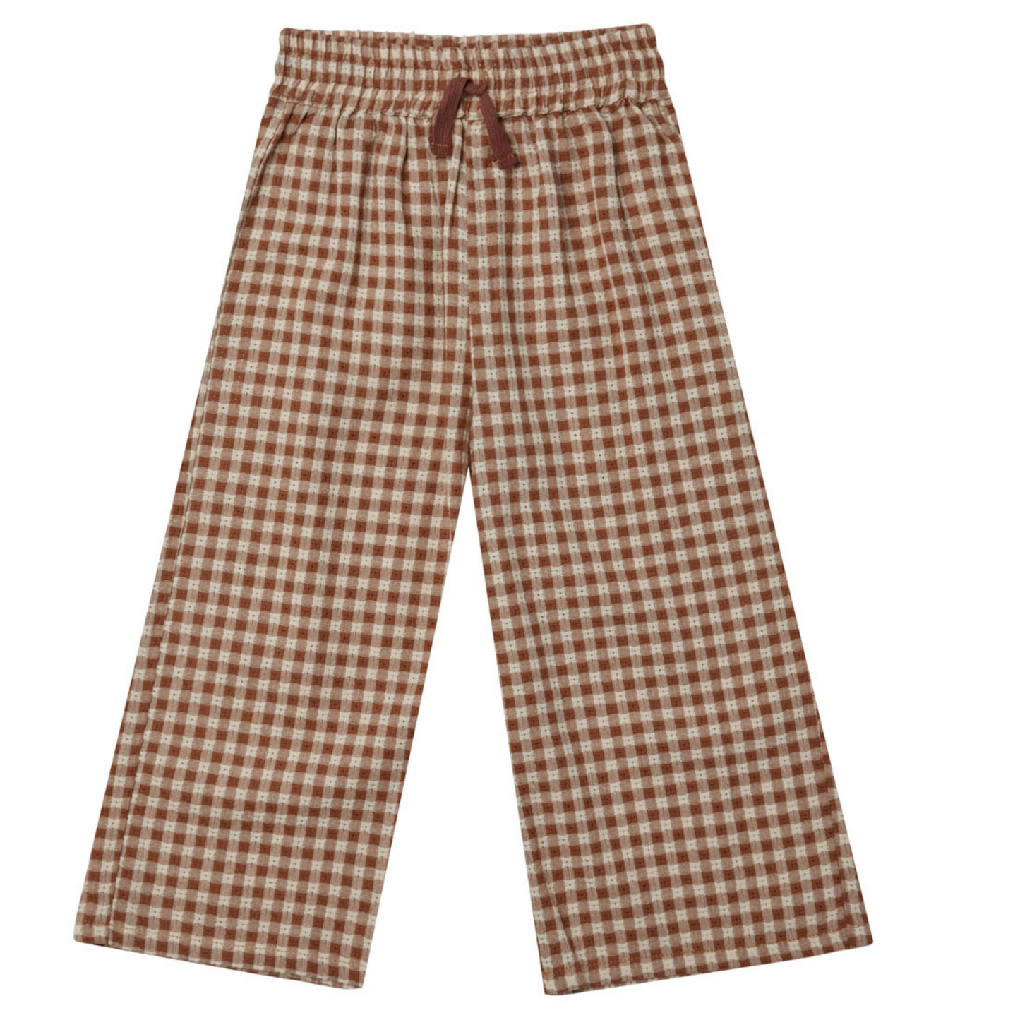 Rylee & Cru Wide Leg Pant, Brown Gingham