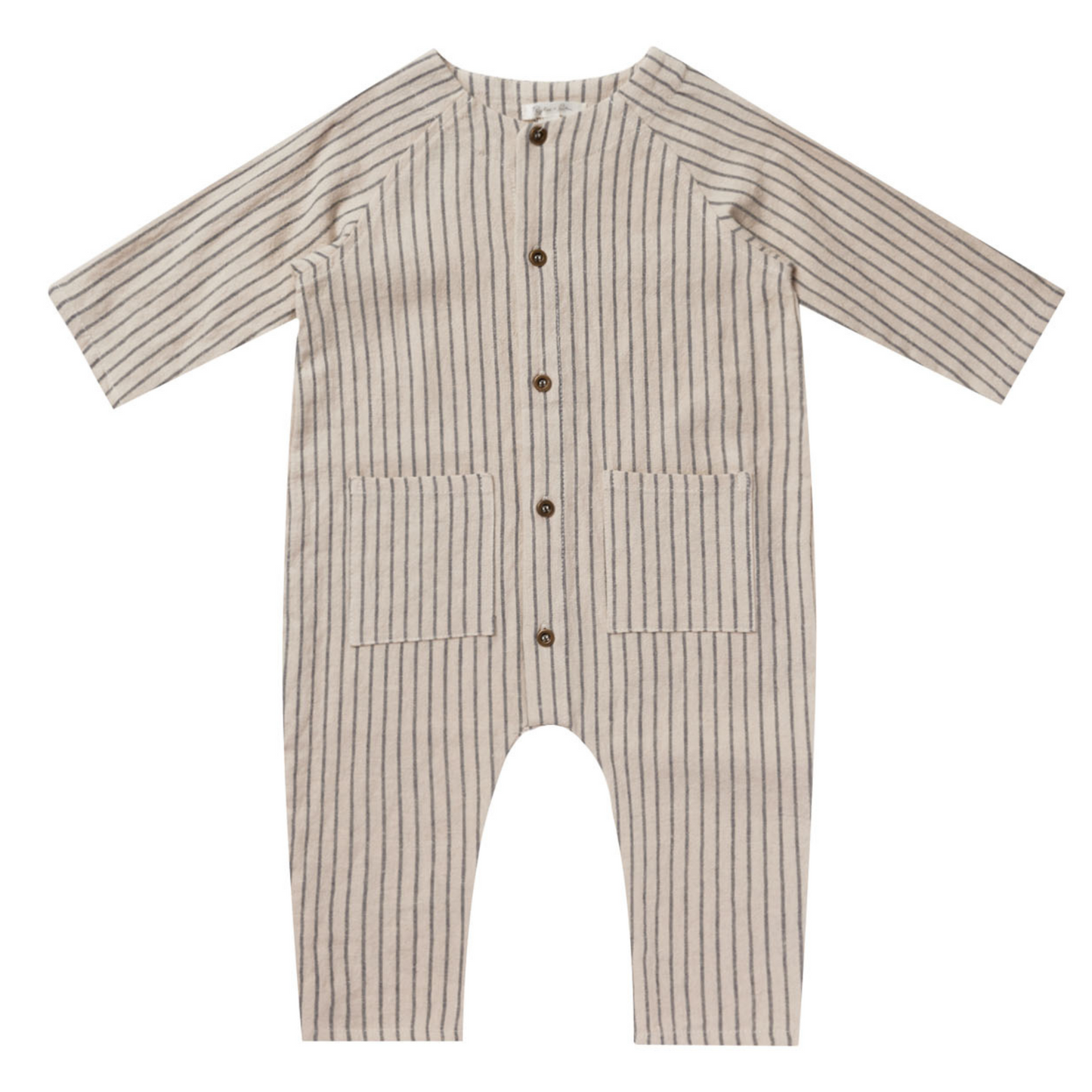 Rylee & Cru Roman Romper, Slate Pinstripe