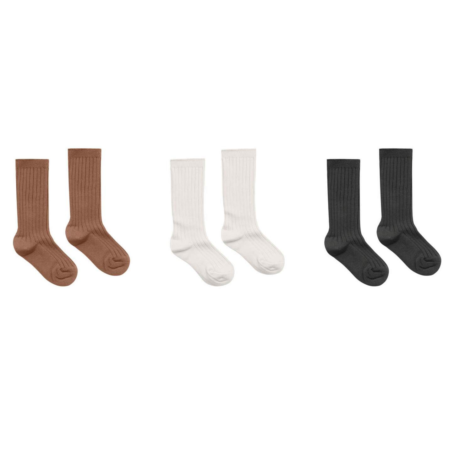 Rylee & Cru Ribbed Socks 3-pack, Cedar/Ivory/Black
