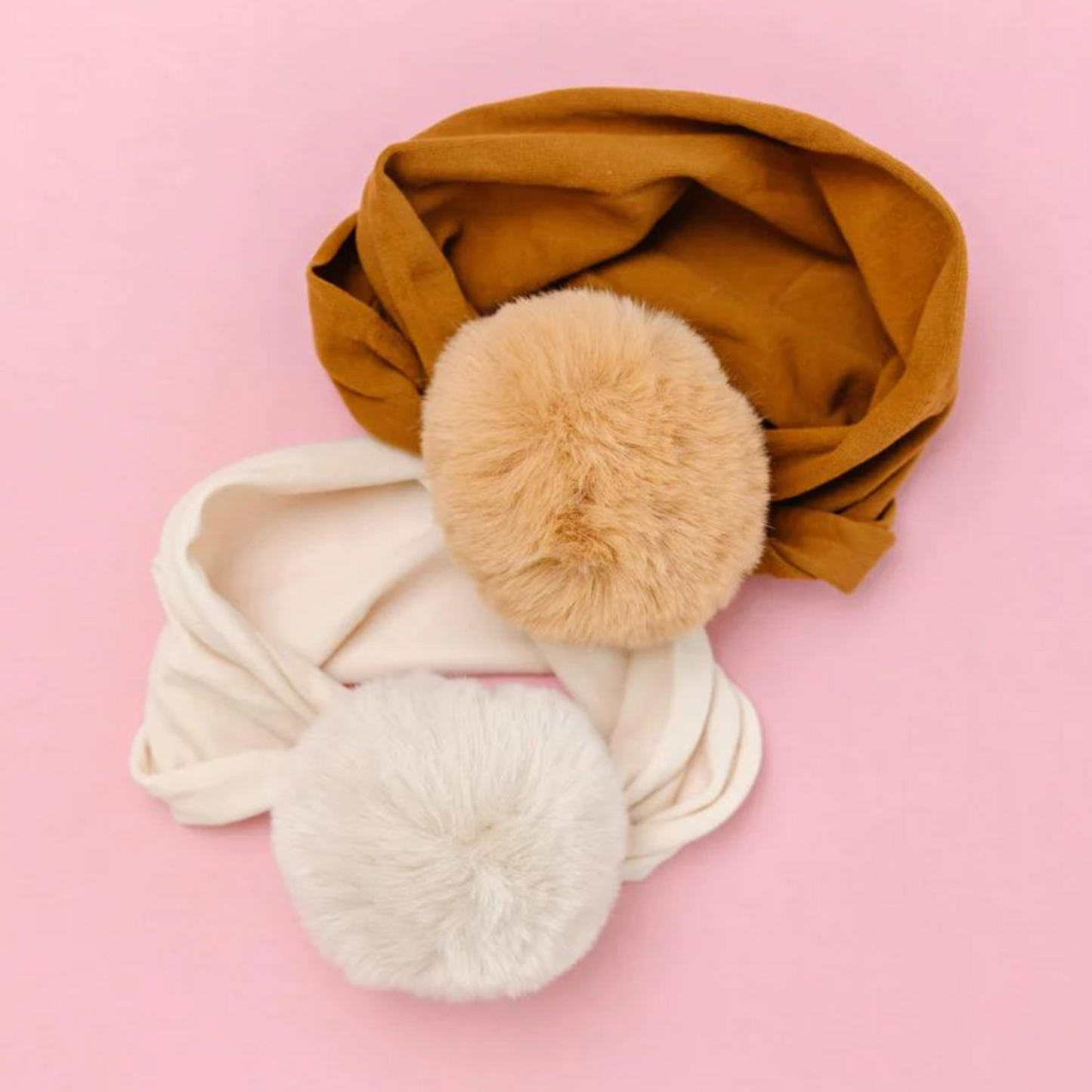 Luxe Fur Pom Headband, Camel