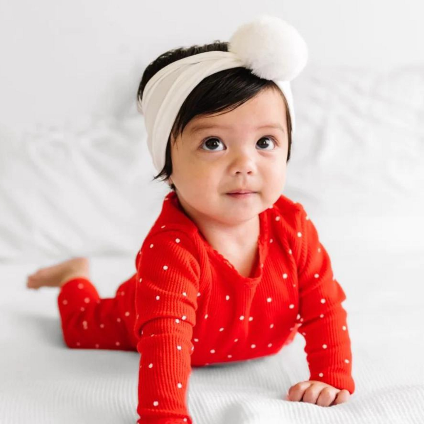 Luxe Fur Pom Headband, White