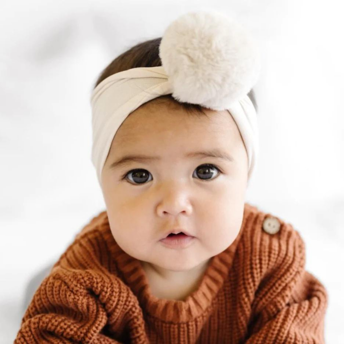 Luxe Fur Pom Headband, Oatmeal