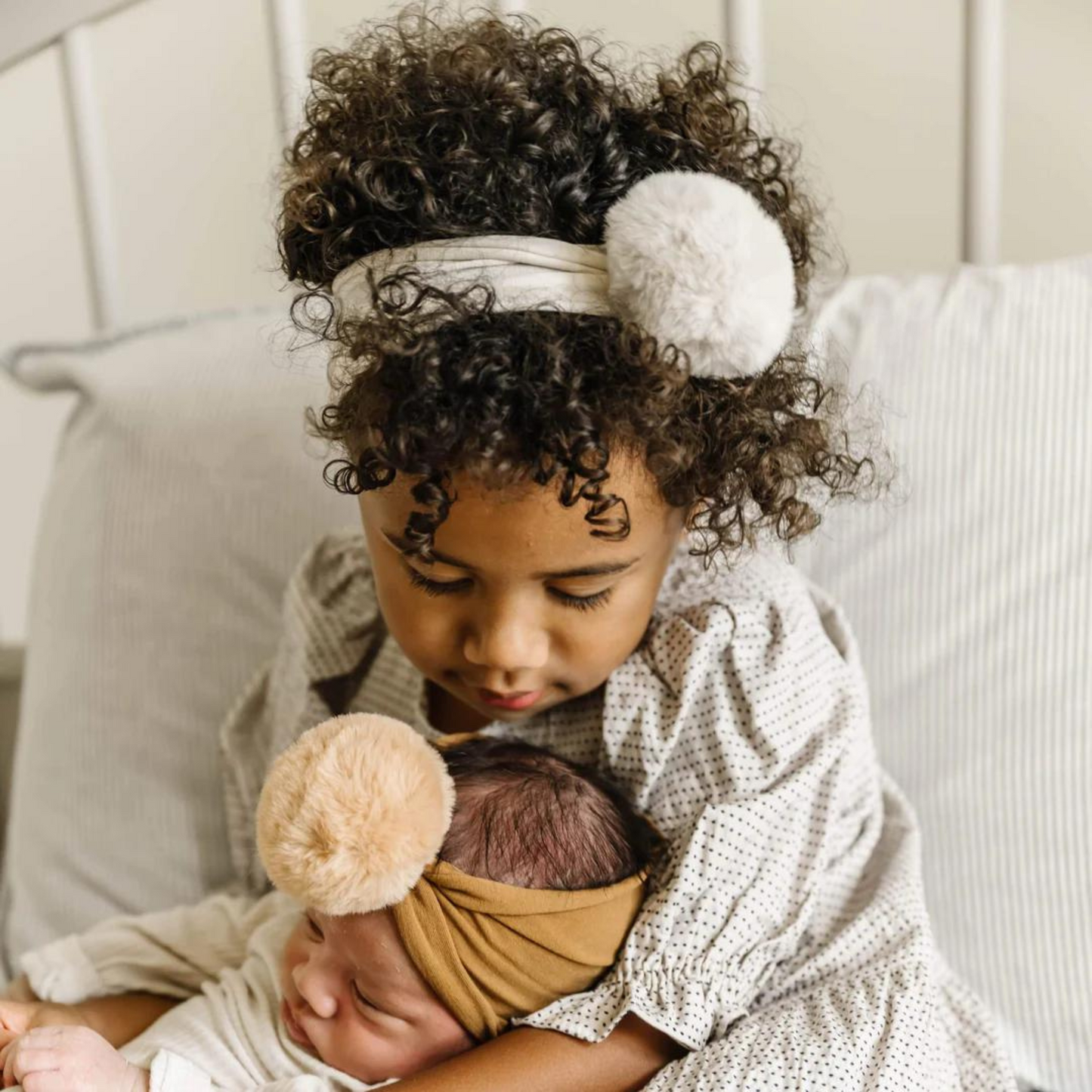 Luxe Fur Pom Headband, Oatmeal