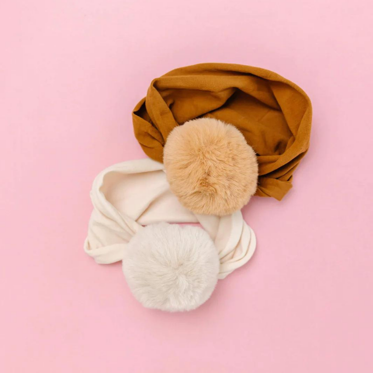 Luxe Fur Pom Headband, Oatmeal
