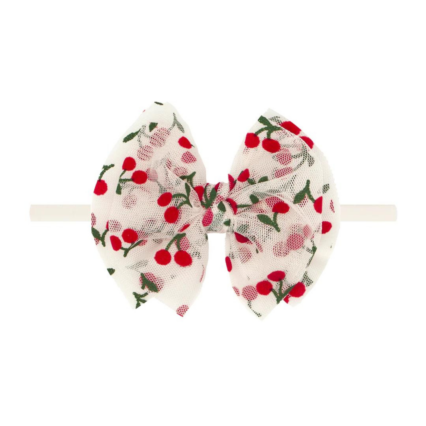 Tulle FAB Skinny Bow, Oatmeal/Cherries