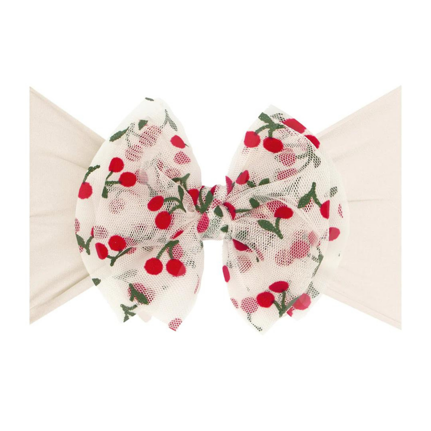Tulle FAB-BOW-LOUS Bow, Oatmeal/Cherries