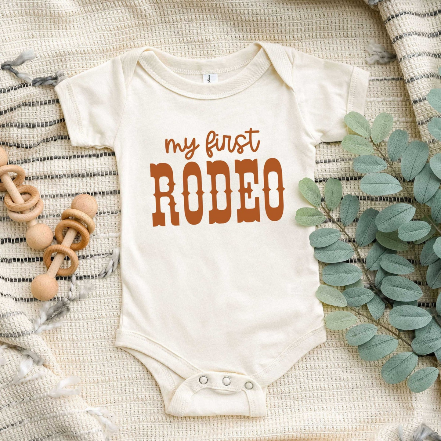 My First Rodeo Short Sleeve Bodysuit, Cream