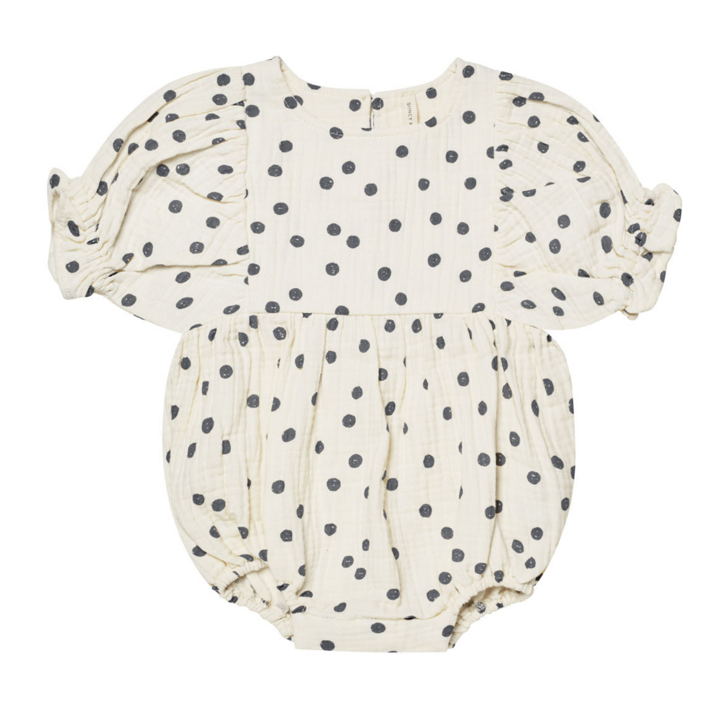 Organic Cosette Romper, Navy Dot