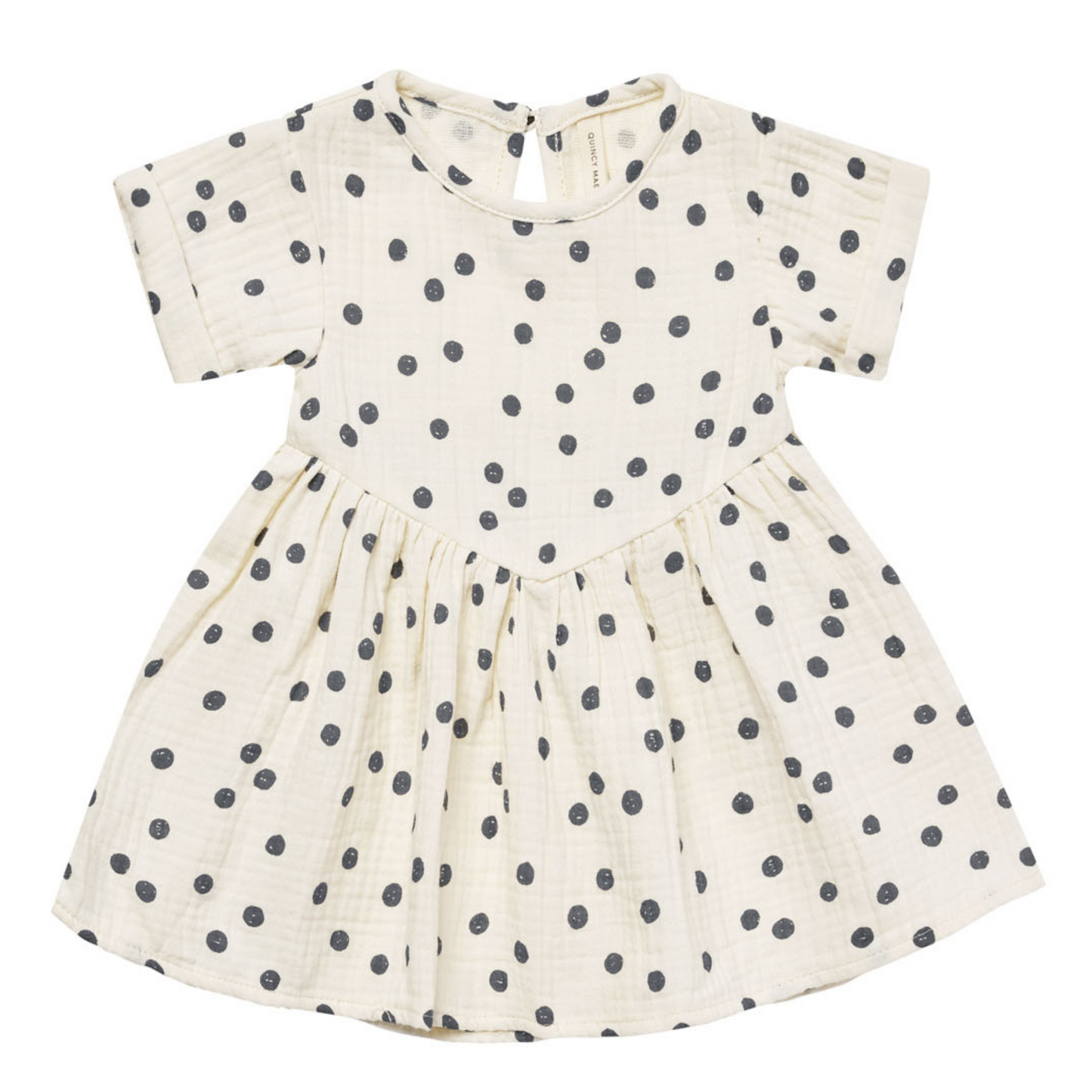 Organic Brielle Dress, Navy Dot