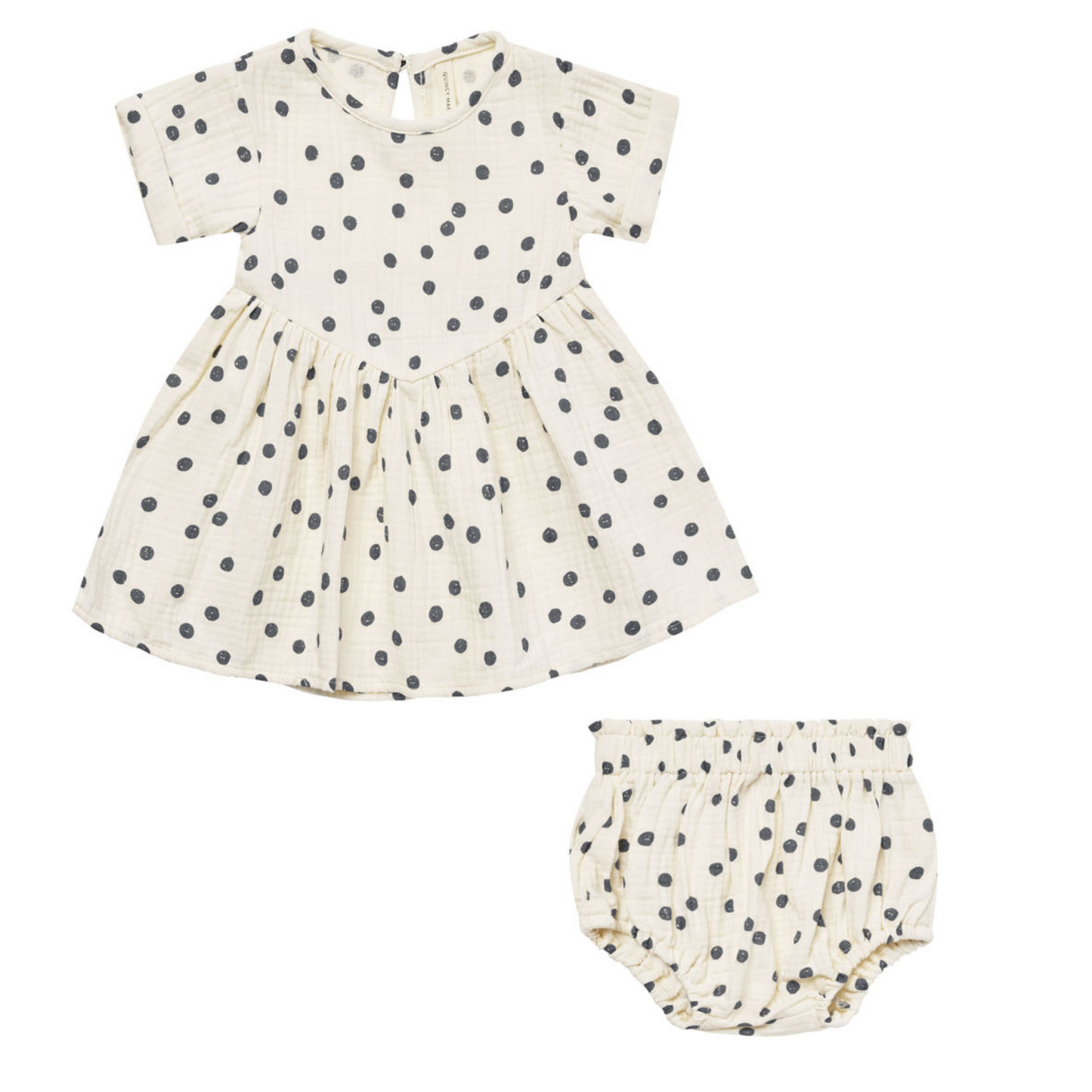 Organic Brielle Dress, Navy Dot